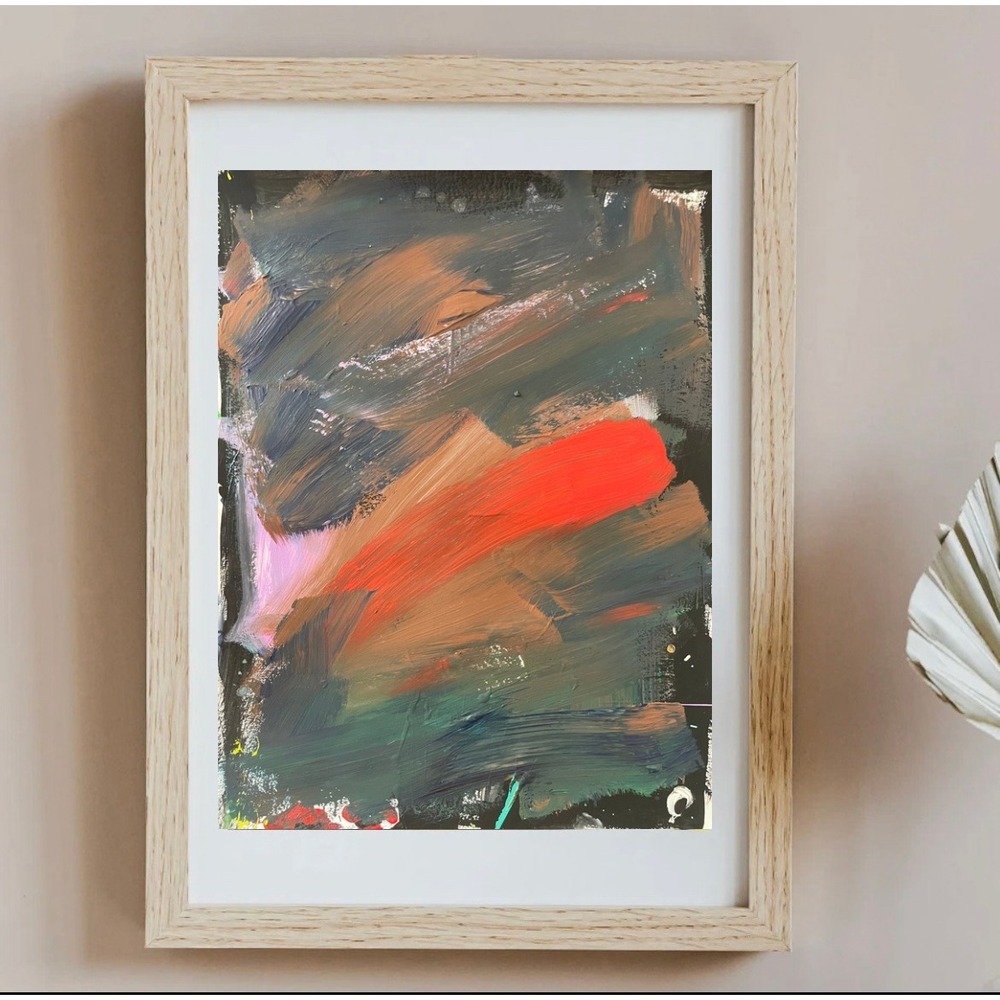OMAN Crimson Surge Abstract Painting Original Art 11x14 Modern Expressionism